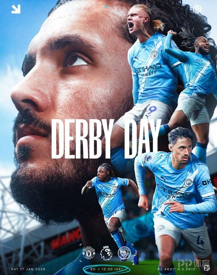 曼城海报预热曼市德比：哈兰德、塞梅尼奥、多库出镜